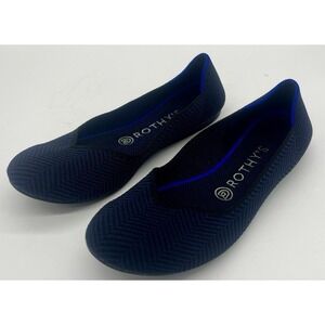 ROTHY'S Midnight Metallic‎ Herringbone Ballet Flat Round Toe Blue Black Size 7.5